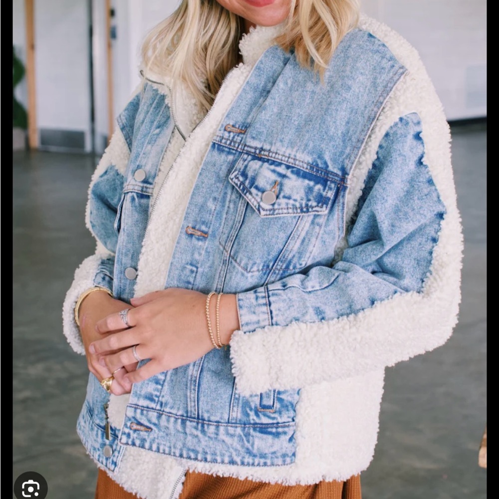 Denim Sherpa oversized jacket
